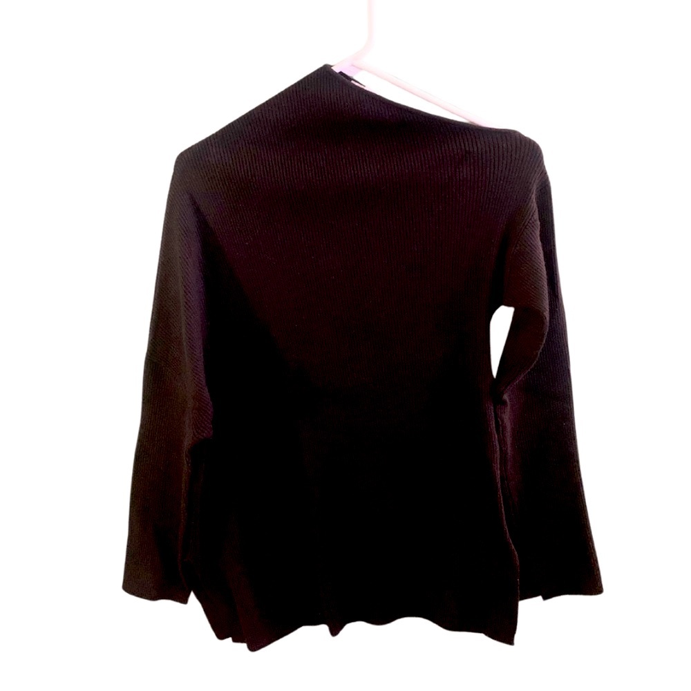Zara Black Asymmetric Knit Ribbed Long Sweater Size S New - Picture 2 of 8